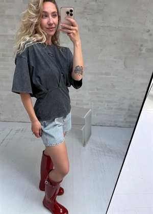Romie acid pleat tee Black Acid Wash HAUTE L\'AMITIÈ